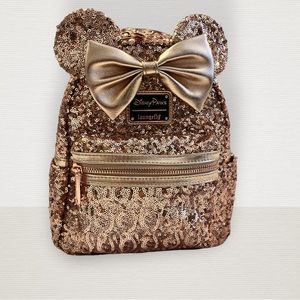 🩷Rose Gold Disney parks loungefly Minnie Mouse backpack🩷 NWT